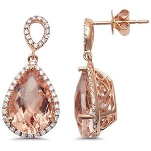 rose gold diamond and morganite earrings